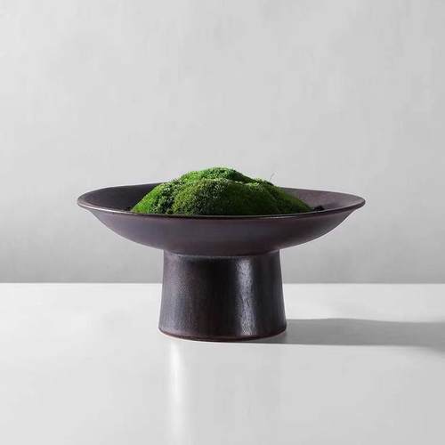 新中式瓷青苔插花花禅意创意果盘茶FUT几玄器关陶房书样板间摆件