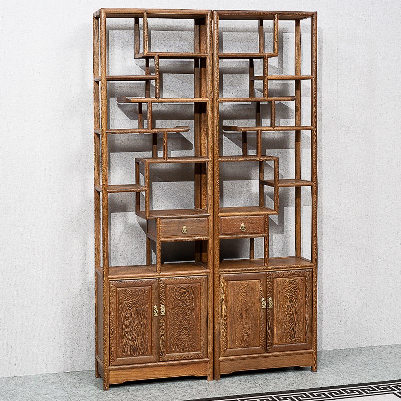 红木家具 鸡翅木博古架实木中式 C仿古多宝阁隔断展示柜古董置物