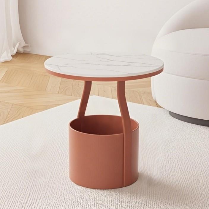 工速物岩板迷你22145发小茶几金厂属储角几轻奢圆桌卧室床边桌沙