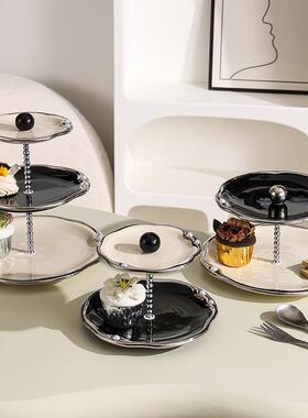 225新款0多层WVQ干盘果点心水果创意高颜值盘陶瓷小吃收纳盘过年