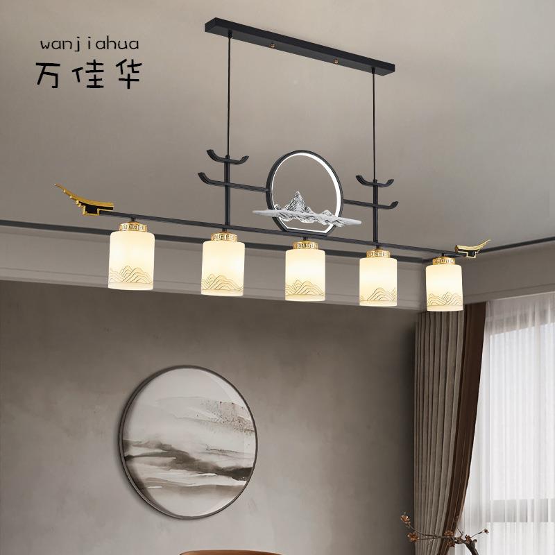 新690中式式室吊灯禅中国茶风餐厅长条餐桌灯美家意用大气书房茶
