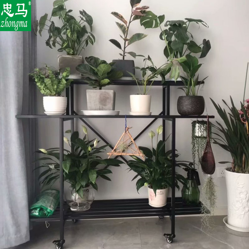 zhongma/忠马 阳台节省空间花架落地式多层花U盆架铁艺户外花架