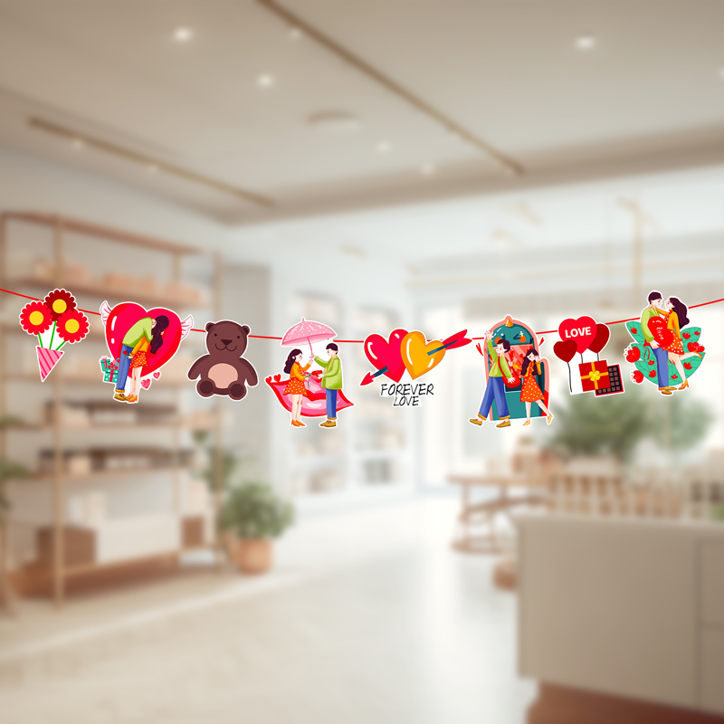 情人节装扮商g场拉旗活动挂旗氛围布置拉花公司吊饰挂件店铺装饰