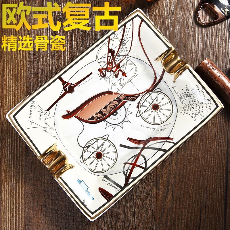 欧式覆古a陶瓷雪茄烟灰缸会议室高档烟盅大号灭烟器雪茄缸古典个