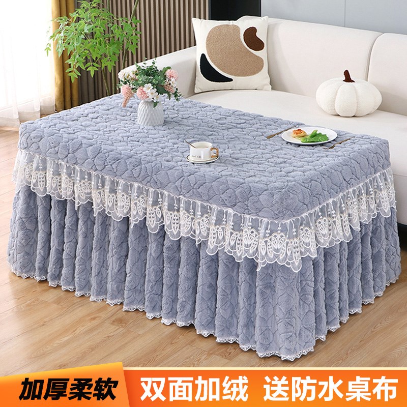 电炉罩子长方形202p4年电暖炉茶几烤火桌子套加厚双面加绒裙式冬