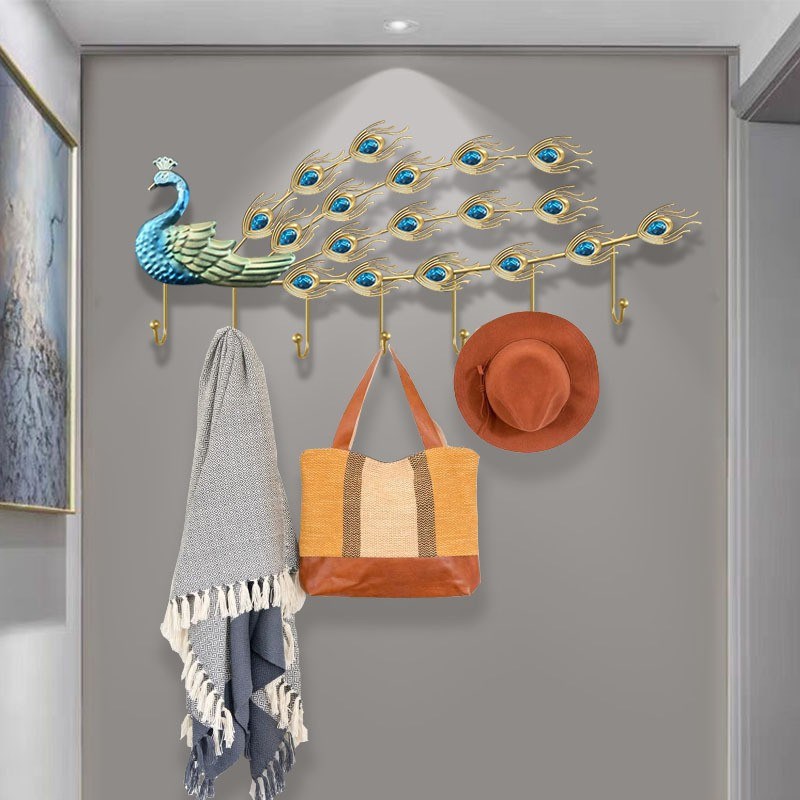 创意轻奢铁艺挂钩入户玄关门后钥匙收纳H置物架墙上挂衣架装饰壁