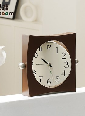 WOZOOcM屋准奶油风简约桌面摆件客厅卧室时钟摆台式座钟轻奢装饰