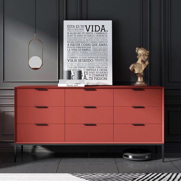 意式极简九斗柜现代客厅实木卧室床尾收纳电视柜子轻奢抽屉北欧