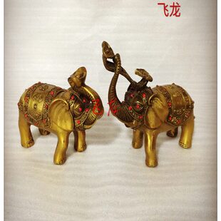 象铜像对一对 飞招财吸工艺财吉祥 礼品摆件纯铜大象如意铜象龙