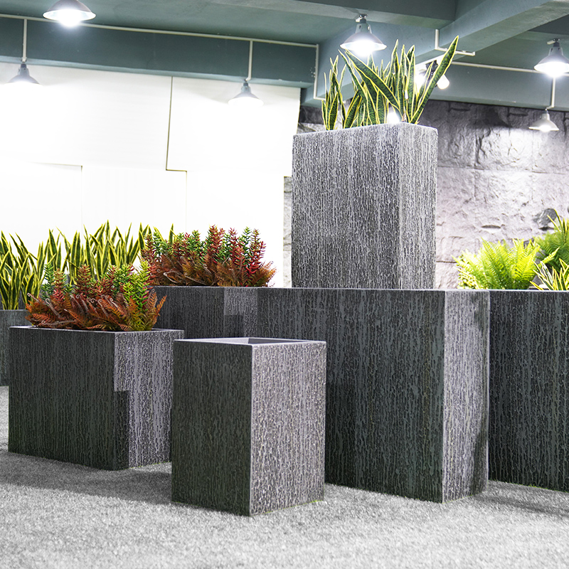 北欧简约极简户外家用阳台装w饰布置落地玻璃钢花盆长方形花箱花