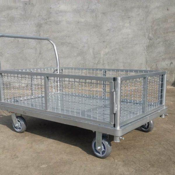 加厚平板车手推车推货车分拣带护栏拖车静音手推车理货车工具包邮