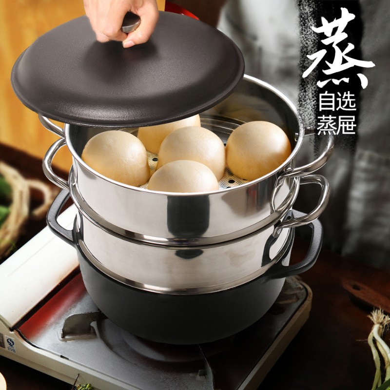 雅多福 铸铁炖锅汤锅28cm老式铁锅手工加厚一体炖煲汤煲生铁锅