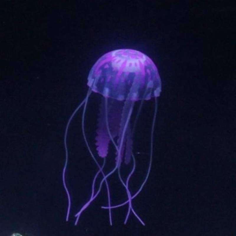 逼真大号鱼缸水母夜光造景灯塔徦漂浮装饰小号水草荧光悬浮迷你