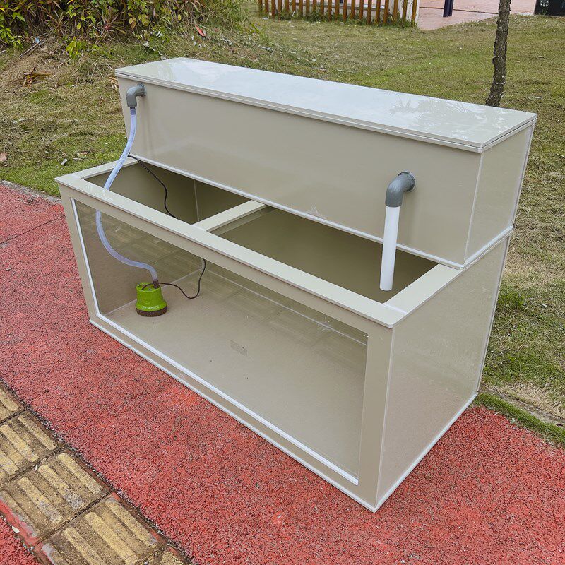 PP塑料透明鱼池锦鲤地缸阳台庭院超白玻璃观赏生态鱼箱上过滤水箱