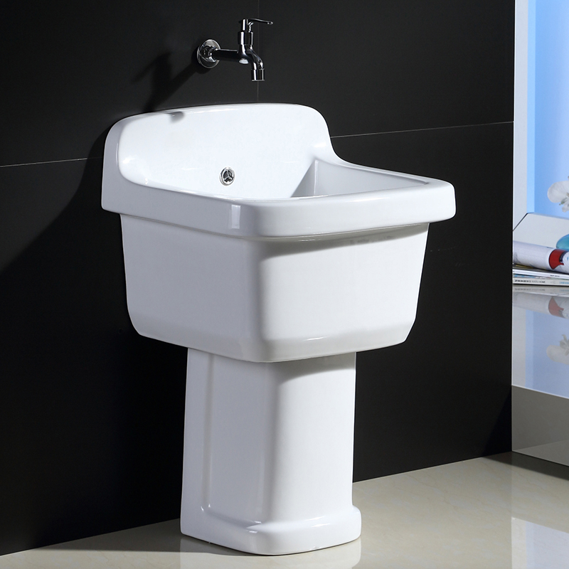 梦越拖把池陶瓷拖地池拖布池阳台池小号柱盆方形墩布池加高落地式