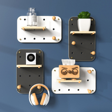 实木质洞洞板置物架收纳墙上挂钩厨房书货花玄关卧室展示客厅定制