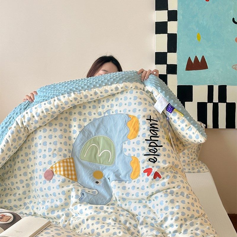 2024新款豆豆被子被芯冬被儿童春秋被全棉双层纱布加厚棉被秋冬季,床上用品,化纤被,淘宝优惠券,粉丝福利购,淘宝优惠卷