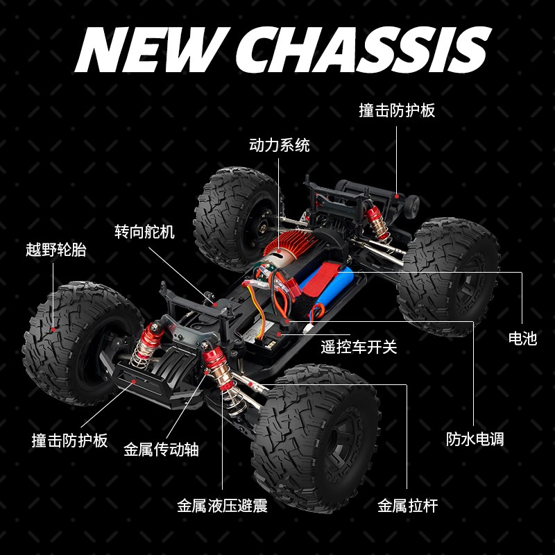超大1:10高速rc遥控汽车全比例专业四驱漂移大脚越野成人赛车玩具