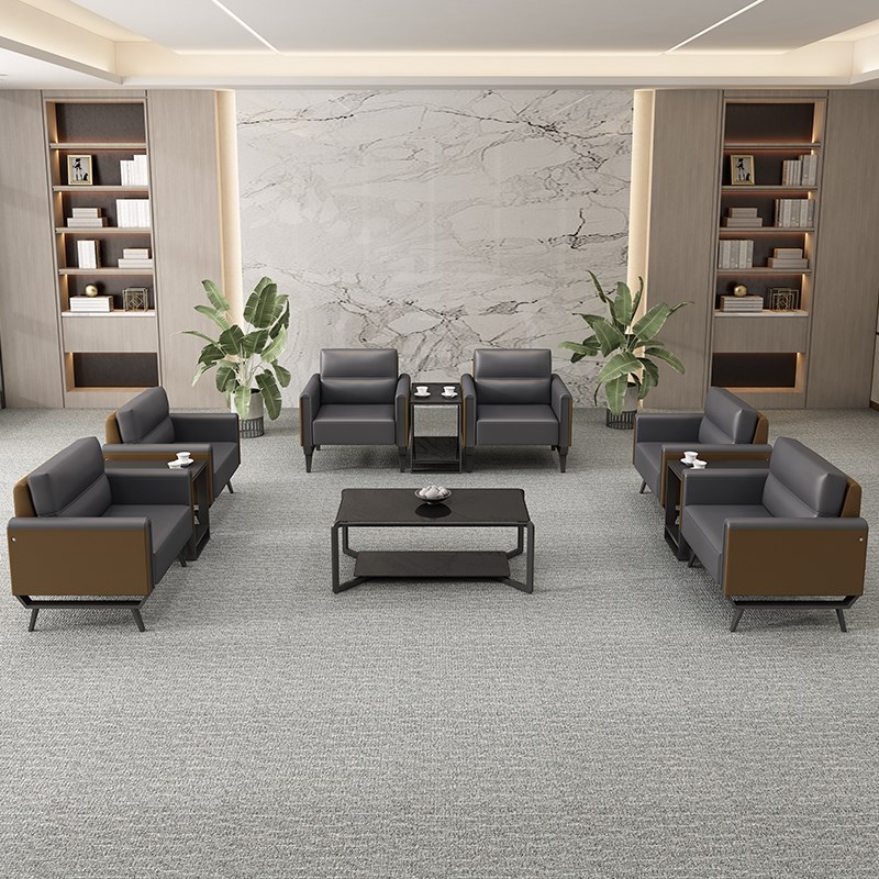 办公室沙发贵宾接待会议室商务酒店大堂会客厅布艺单人位茶几