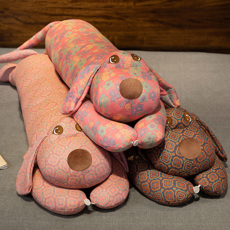 超大号花布狗狗玩偶睡觉抱枕女生长条床上夹腿专用侧睡公仔布娃娃