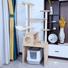 猫砂盆厕所柜子可放上方置物架大型全实木猫爬架一体柜屋多层