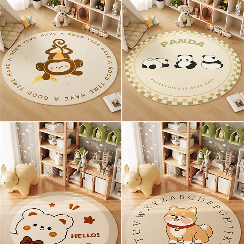 圆形地毯儿童房书房阅读区学习桌电脑椅子垫加厚卧室房间转椅地垫