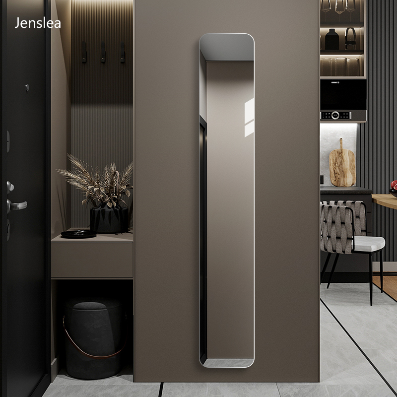 超窄简约家用穿衣镜客厅玄关免打孔粘贴镜子可防爆全身试衣镜贴墙