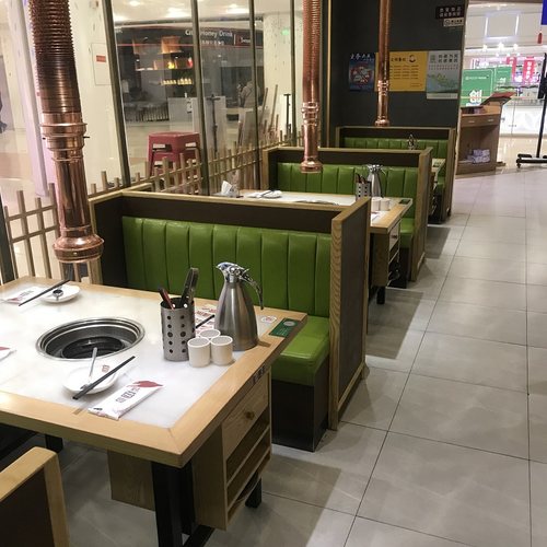 韩式烤肉电磁炉一体桌商用无烟下排烟自助碳火烧烤大理石火锅桌椅