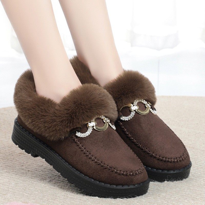 厚底毛毛鞋豆豆鞋2021冬季新款百搭孕妇鞋加绒加厚女防滑保暖棉鞋,女鞋,时尚雪地靴,淘宝优惠券,粉丝福利购,淘宝优惠卷