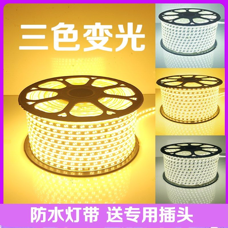 庭院灯带led灯条客厅家用超亮三色线条灯220v白光长条变色光带条