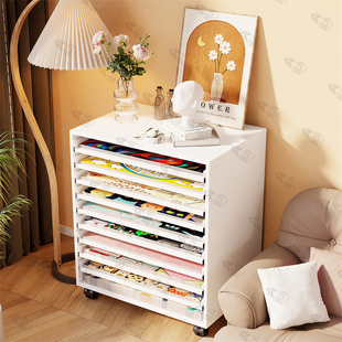 移动拼图收纳柜边柜储物柜可抽拉展示架多层底图柜文件置物架带轮