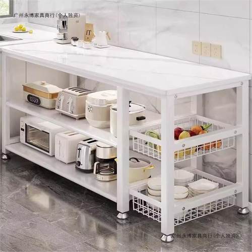 厨房岩板切作10016148菜桌操炉台落地家用多层置物架架微波烤箱储