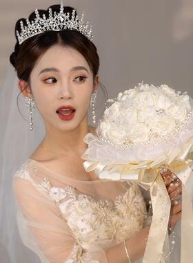 新娘手捧花结婚纱di蜜y手材料包仿工证真厂家直供成品送闺新婚礼