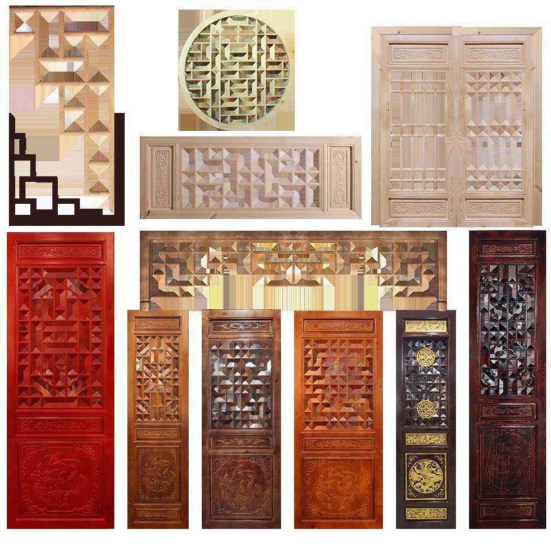 实木仿古门窗镂阳空木门LAP木门窗木花格门窗雕实中式复古木门东