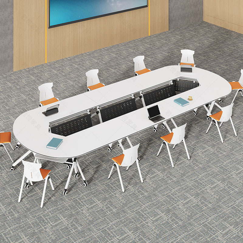 会议培训桌e椅组合可折叠移动拼接长条桌双人课桌椅职员办公培训