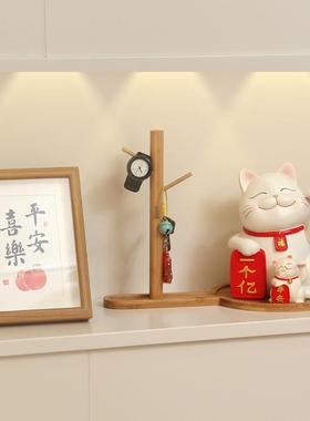 入户招猫收纳托盘放钥匙置物存架财罐摆件门口BUJ客厅玄关鞋柜钱