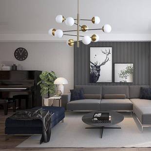 现代简A0095卧约魔豆球分子吊灯书房室网欧红风北灯璃具客厅餐厅