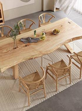 侘风不规则实木餐桌民宿原木风白蜡木餐厅寂饭桌艺整CZ24925术设