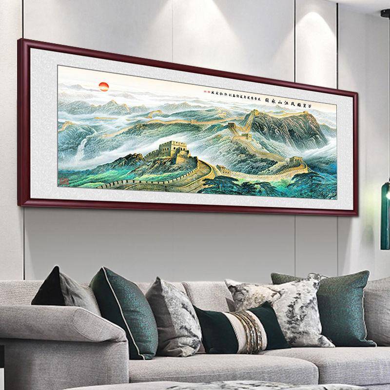 中式水望云楼客厅0202装饰画沙发背景墙国画山画画新办公室书房壁