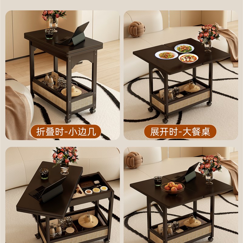 移动边几茶几小户型专用客厅沙发边F柜可折叠桌子阳台茶几餐桌两