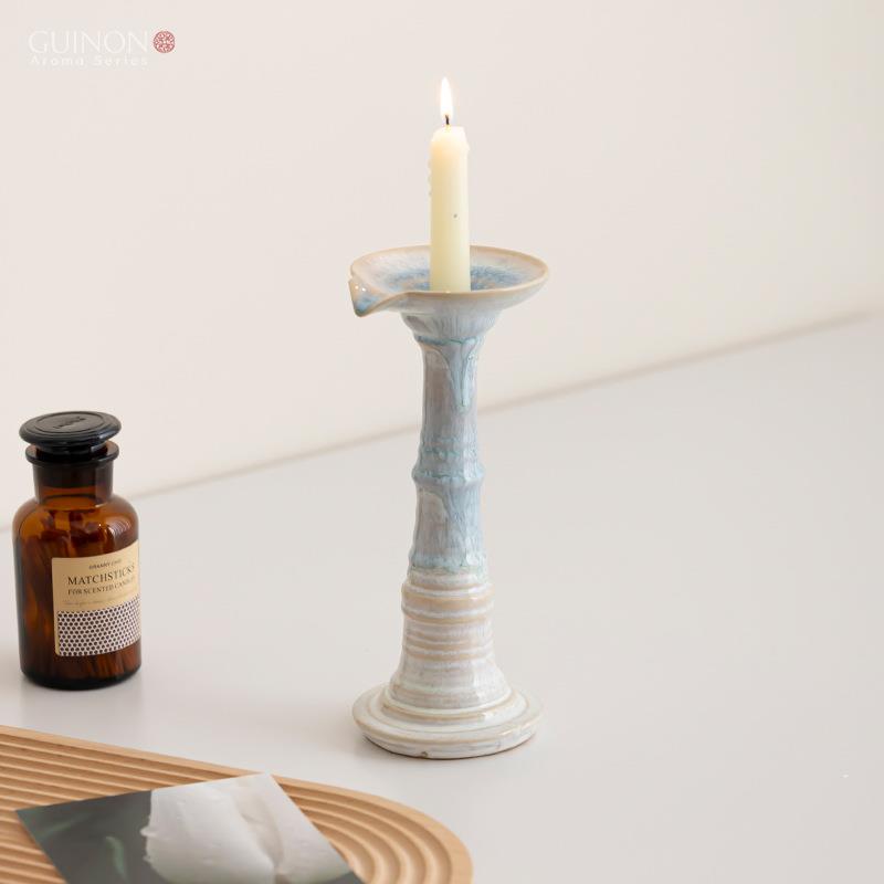 桂陇250519i摆ns风窑变陶瓷烛台家居餐桌宿氛民围特色装饰件蜡摄