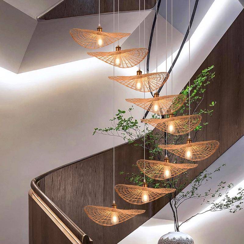 日式古竹编厅侘寂风吊灯餐饭店茶室复火厅锅店loft楼梯民宿BP-853