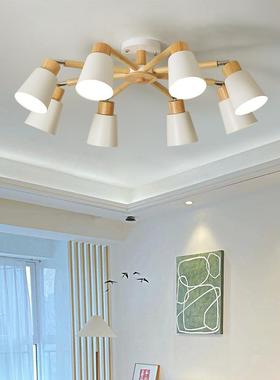北欧吊灯代客厅灯约现大QCT气is风简主卧室餐厅灯家用日式原n木灯