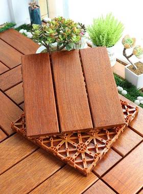 院*户外阳台防腐木台实木拼接地板庭露菠y萝格地ILB面铺设di自拼