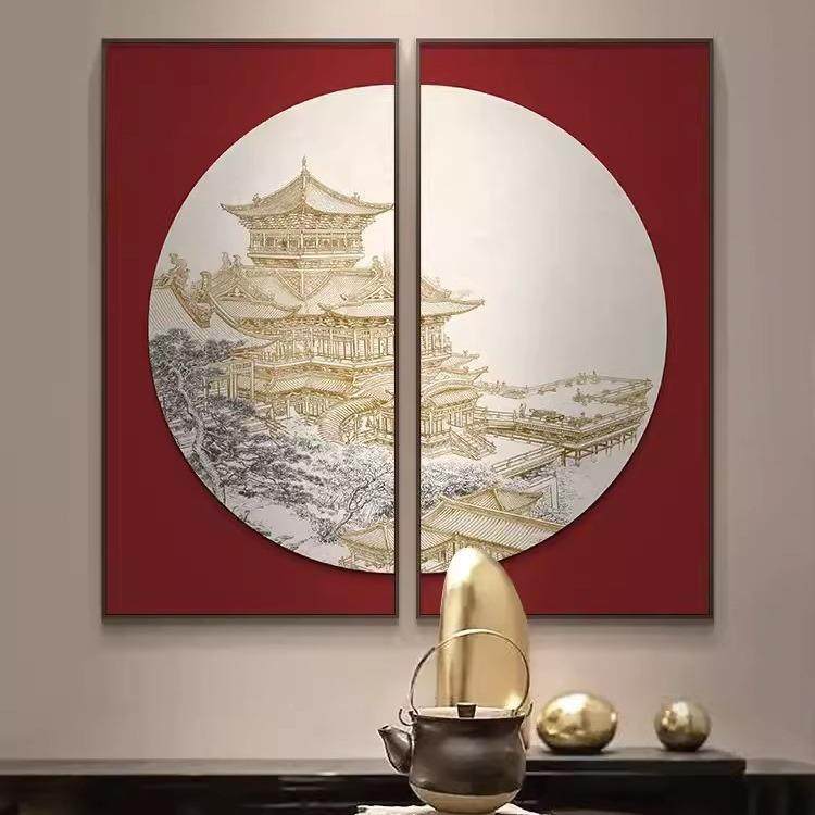 轻奢新中入SH-34891户玄关式画装饰画客厅组合两联壁感餐厅背墙景,家居饰品,现代装饰画,淘宝优惠券,粉丝福利购,淘宝优惠卷