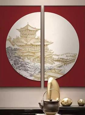 轻奢新中入SH-34891户玄关式画装饰画客厅组合两联壁感餐厅背墙景