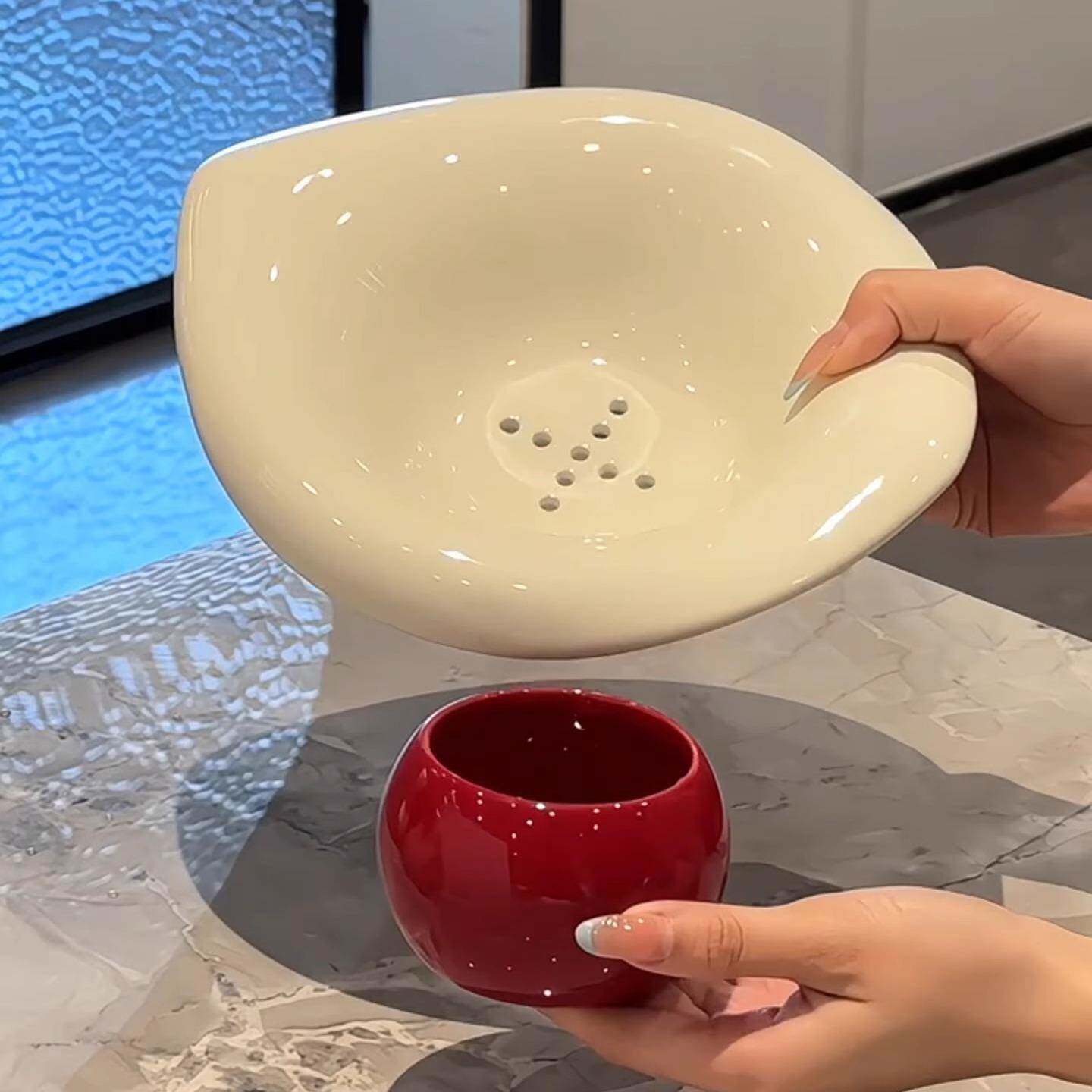 法式水沥果盘厅见详情茶几家用水篮果干果糖盒陶瓷果盘客零食盘高