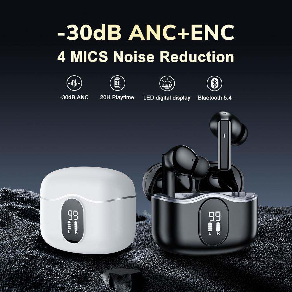 德仕M18伽外显屏蓝牙耳机降耳噪混合馈ANC+ENC半入耳六麦塞222式