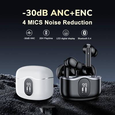 德仕M18伽外显屏蓝牙耳机降耳噪混合馈ANC+ENC半入耳六麦塞222式