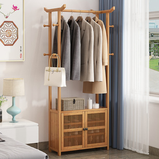 衣架落地简约现代挂衣架简易y晾衣服架子卧室实木鞋柜衣帽架家用